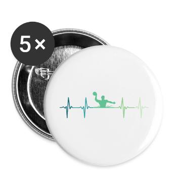 Wasserball Herzschlag Wasserball - Buttons klein 25 mm (5er Pack) - Weiß - Vorne