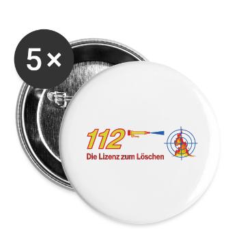 112 Lizenz zum Löschen - Feuerwehr - Buttons klein 25 mm (5er Pack) - Weiß - Vorne