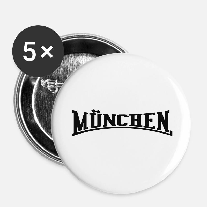 Munich lettrage - Lot de 5 petits badges (25 mm) - blanc