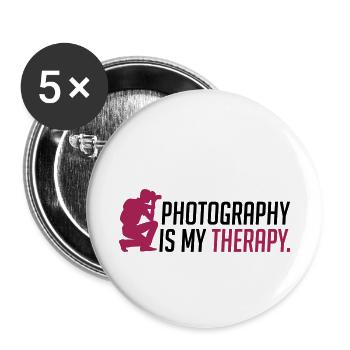 Photography is my therapy - Buttons small 1''/25 mm (5-pack) - white - Front