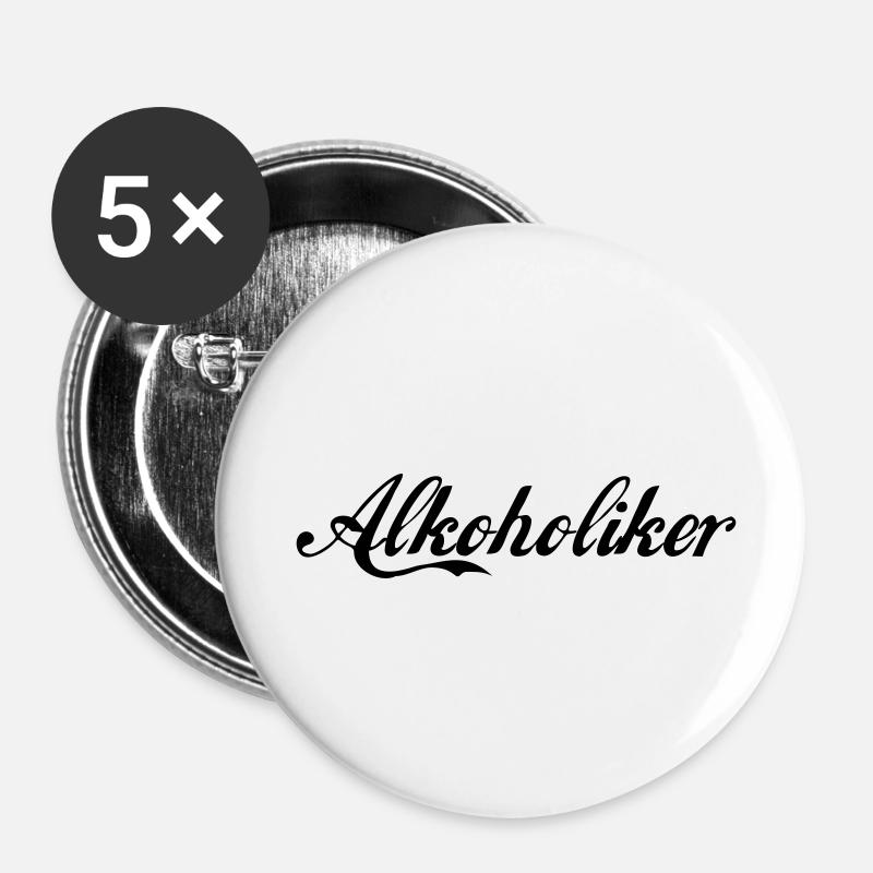 alkoholiker - Buttons klein 25 mm (5er Pack) - Weiß