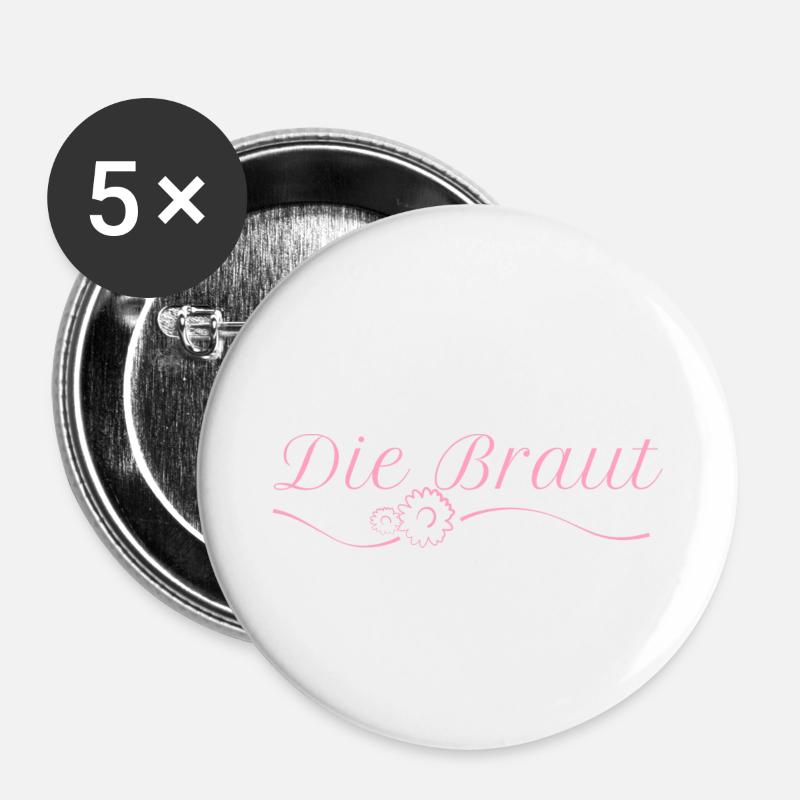Die Braut Junggesellenabschied Frau Geschenk - Buttons klein 25 mm (5er Pack) - Weiß