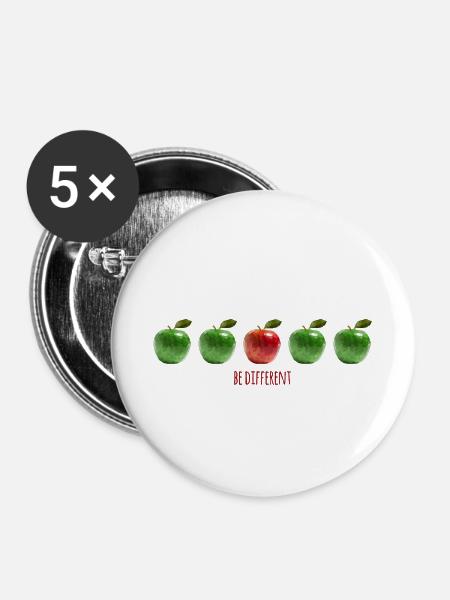 Äpfel - sei anders! - Buttons klein 25 mm (5er Pack) - Weiß