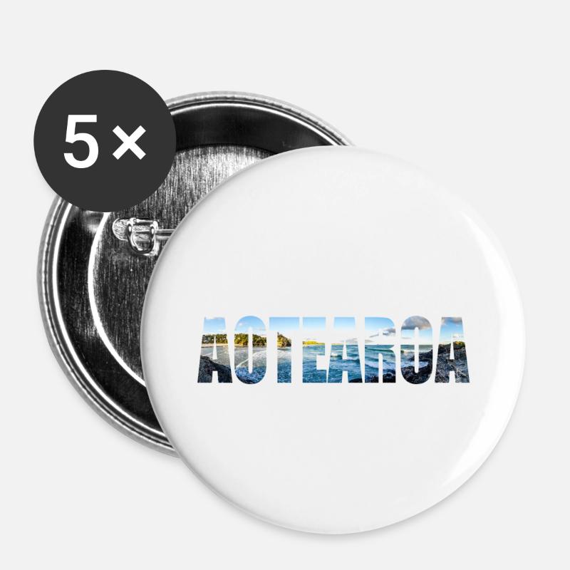 Idée cadeau de la Nouvelle-Zélande Backpacker Work & Travel - Lot de 5 petits badges (25 mm) - blanc