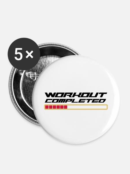 Workout Komplett - Buttons klein 25 mm (5er Pack) - Weiß