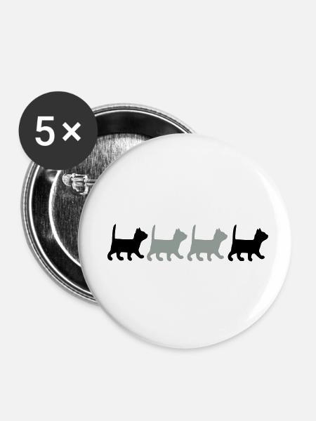 Kleine Katzen gehen - Buttons klein 25 mm (5er Pack) - Weiß