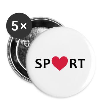 Sport - Buttons klein 25 mm (5er Pack) - Weiß - Vorne