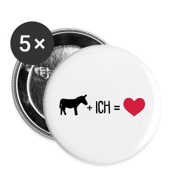 Esel plus ich gleich Liebe - Buttons klein 25 mm (5er Pack) - Weiß - Vorne