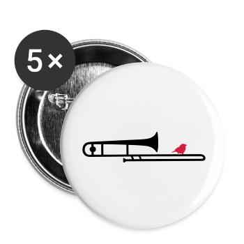 trombonebird - Lot de 5 petits badges (25 mm) - blanc - Devant