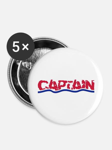Captain - Buttons klein 25 mm (5er Pack) - Weiß