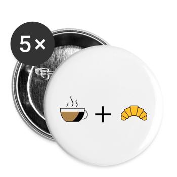 Café et croissant - Lot de 5 petits badges (25 mm) - blanc - Devant