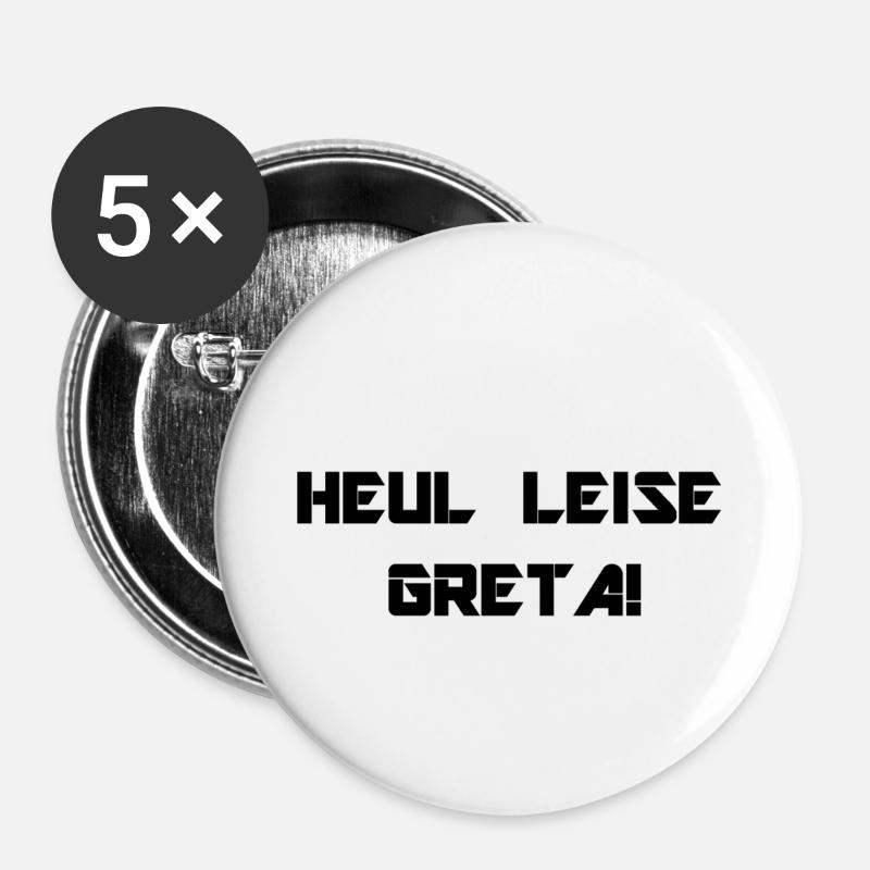 HEUL LEISE GRETA - Buttons klein 25 mm (5er Pack) - Weiß