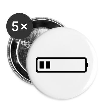 BATTERIE 2 BATONS - Lot de 5 petits badges (25 mm) - blanc - Devant
