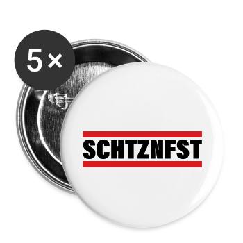 SCHTNFST Schützenfest-Motiv - Buttons klein 25 mm (5er Pack) - Weiß - Vorne