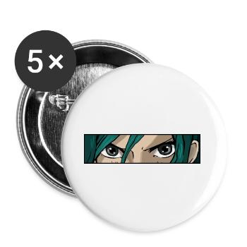 Anime Girl yeux - Lot de 5 petits badges (25 mm) - blanc - Devant
