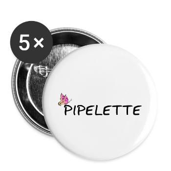 T-Shirt Pipelette Frau Mädchen gesprächige Mutter - Buttons klein 25 mm (5er Pack) - Weiß - Vorne