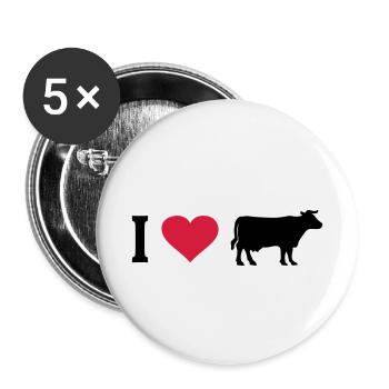 Cow Cows Heart I Love Farm Farmer Farmer Cattle - Buttons small 1''/25 mm (5-pack) - white - Front