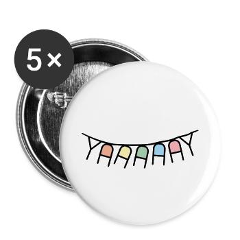 Pennant Garland YAY _colored - Buttons small 1''/25 mm (5-pack) - white - Front