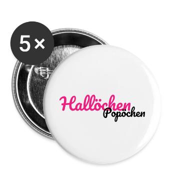 Hallöchen Popöchen lustiges Funshirt - Buttons klein 25 mm (5er Pack) - Weiß - Vorne