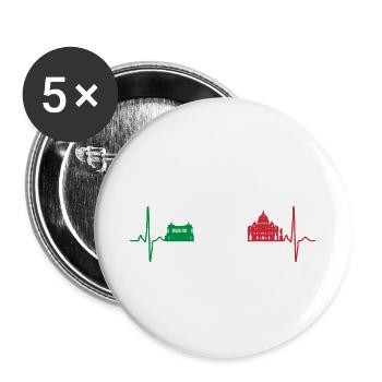 Rom Skyline Italien Italiener Herzschlag - Buttons klein 25 mm (5er Pack) - Weiß - Vorne