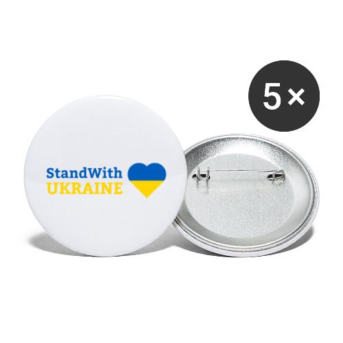 Stand with Ukraine mit Herz Support & Solidarität - Buttons klein 25 mm (5er Pack)