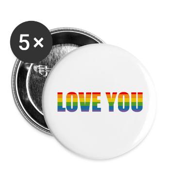 rainbow stripes love you LGBT lgbtqi queer - Buttons small 1''/25 mm (5-pack) - white - Front