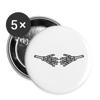 Poignées de main Squelette Halloween - Lot de 5 petits badges (25 mm) - blanc - Devant