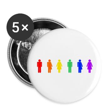 Regenbogenmenschen Regenbogen LGBT - Buttons klein 25 mm (5er Pack) - Weiß - Vorne