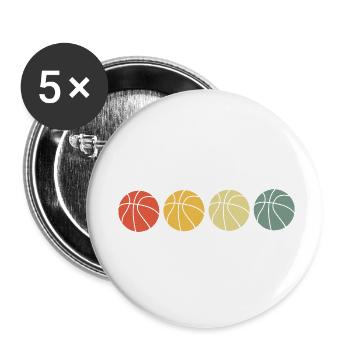 Basketball vintage retro - Buttons klein 25 mm (5er Pack) - Weiß - Vorne
