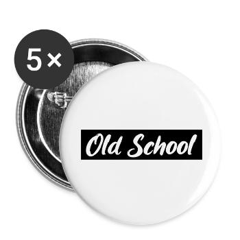 Vieille école - Lot de 5 petits badges (25 mm) - blanc - Devant