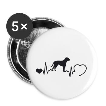 American Staffordshire Terrier mit Herzschlag - Buttons klein 25 mm (5er Pack) - Weiß - Vorne