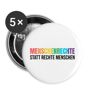 Menschenrechte statt rechte Menschen gegen rechts - Buttons klein 25 mm (5er Pack) - Weiß - Vorne