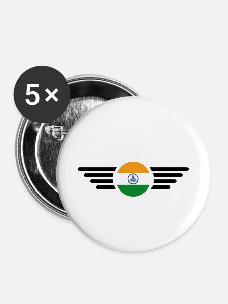 Indien Stil Design T-Shirt - Buttons klein 25 mm (5er Pack) - Weiß