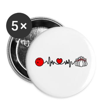 Fréquence cardiaque cardio du bowling - Lot de 5 petits badges (25 mm) - blanc - Devant