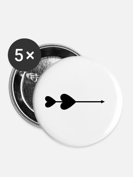 Herz-Pfeil - Buttons klein 25 mm (5er Pack) - Weiß