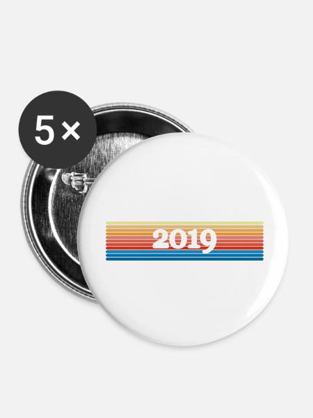 2019 2019 - Buttons klein 25 mm (5er Pack) - Weiß