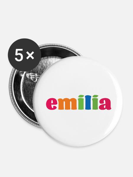 Emilia Geschenk - Buttons klein 25 mm (5er Pack) - Weiß