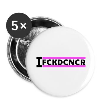 J’AI BAISÉ LE CANCER - Banner Pink (Cancer du sein) - Lot de 5 petits badges (25 mm) - blanc - Devant