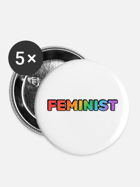 FEMINISTISCHER Regenbogen - Buttons klein 25 mm (5er Pack) - Weiß