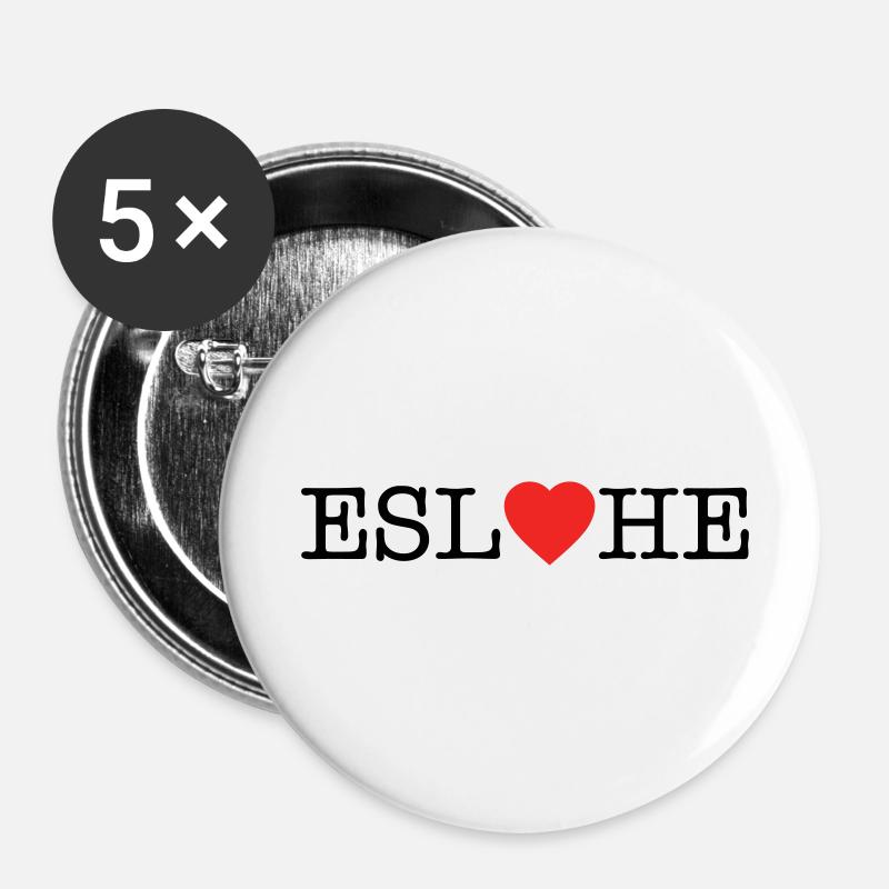 Eslohe - Lot de 5 petits badges (25 mm) - blanc