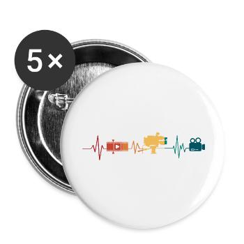 Herzschlag-Videografie - Buttons klein 25 mm (5er Pack) - Weiß - Vorne
