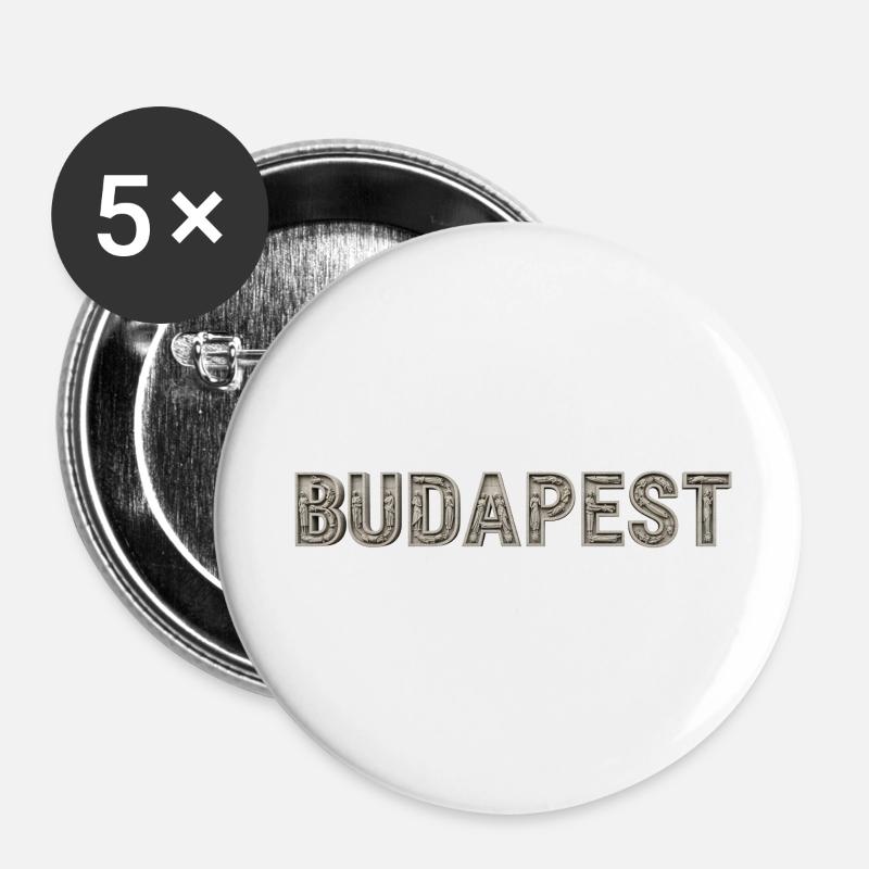 Typographie de l’architecture de Budapest - Lot de 5 petits badges (25 mm) - blanc