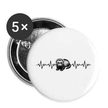 Frettchen EKG Herzschlag - Buttons klein 25 mm (5er Pack) - Weiß - Vorne