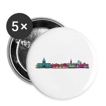 Toulouse City Skyline Basilique Linienzeichnung - Buttons klein 25 mm (5er Pack) - Weiß - Vorne