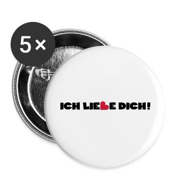 Liebe Herz Valentinstag - Buttons klein 25 mm (5er Pack) - Weiß - Vorne