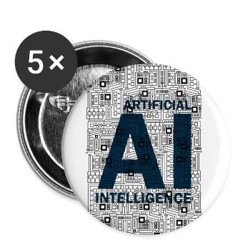 AI - Intelligence artificielle - AI - Lot de 5 petits badges (25 mm) - blanc - Devant