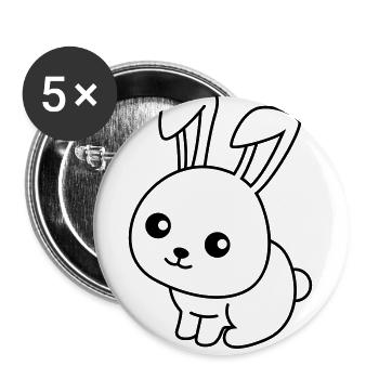 Lapin Comic Animal - Lot de 5 petits badges (25 mm) - blanc - Devant