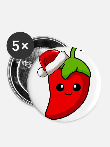 Chilli Weihnachten Comic Xmas - Buttons klein 25 mm (5er Pack) - Weiß