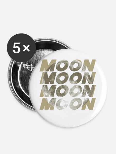 Mond-Design - Buttons klein 25 mm (5er Pack) - Weiß