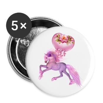 Merveilleux poulain fantastique avec des cœurs. - Lot de 5 petits badges (25 mm) - blanc - Devant